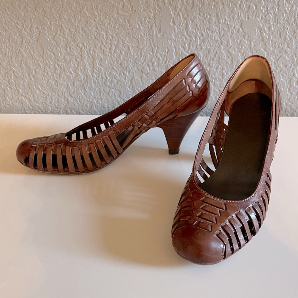 Vintage Sam Edelman 2006 Leather Huarache Pumps 7.5